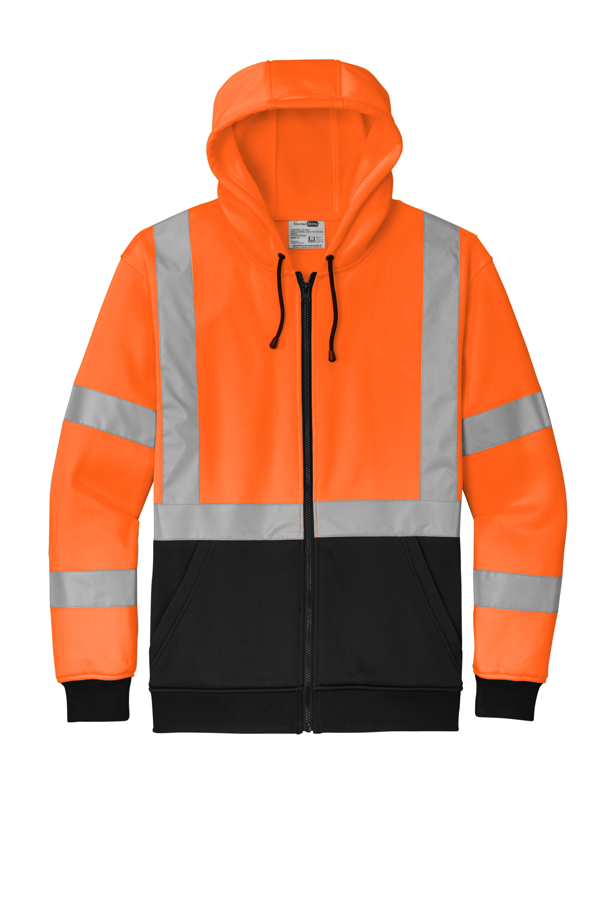 CornerStone® Zip Hoodie – ANSI Class 3 Hi-Vis (Full-Zip)