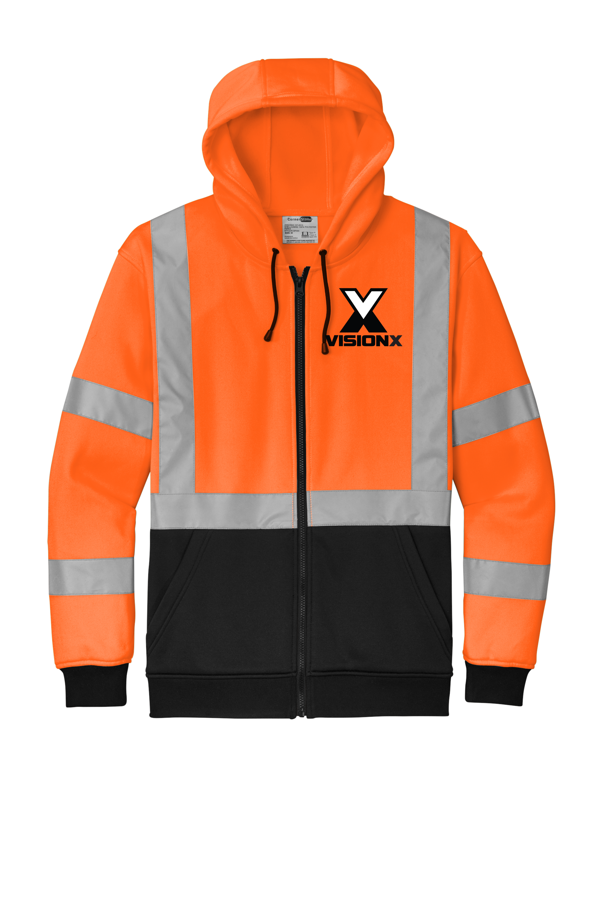 Vision X - Orange ANSI 107 Class 3 Full-Zip Safety Hoodie