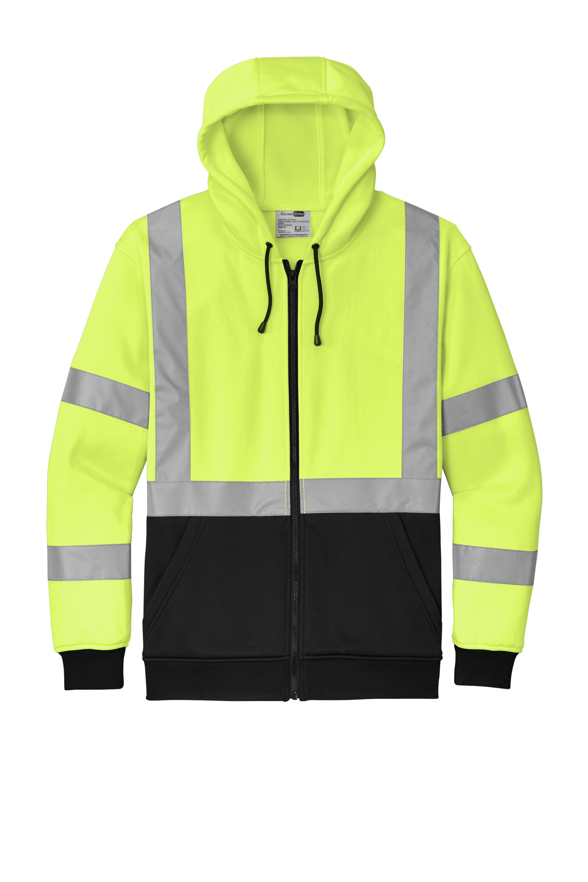 CornerStone® Zip Hoodie – ANSI Class 3 Hi-Vis (Full-Zip)