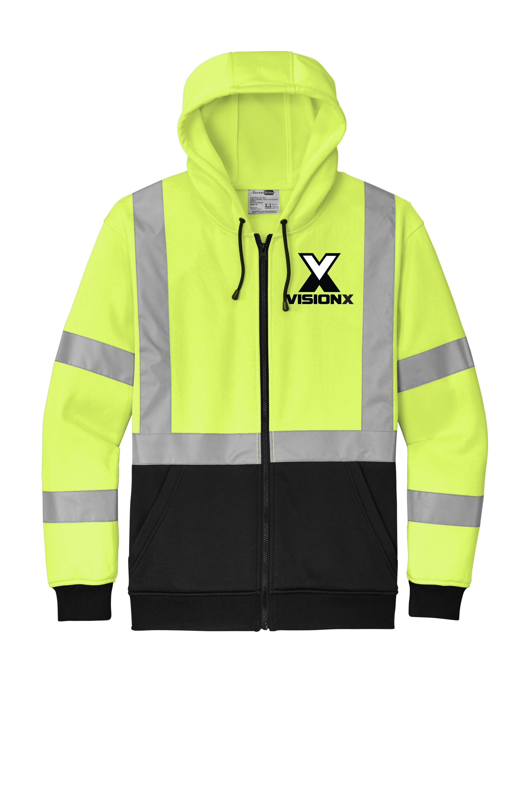 Vision X - Yellow ANSI 107 Class 3 Full-Zip Safety Hoodie